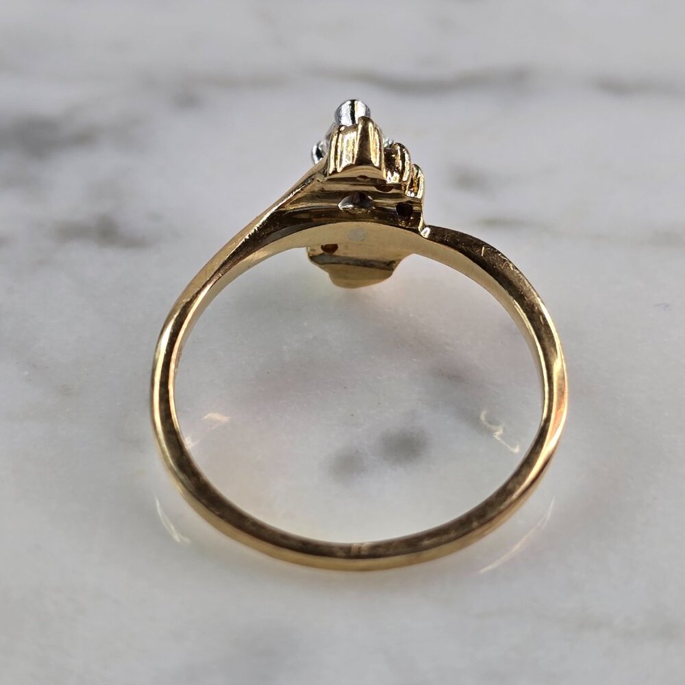 Womens Vintage Estate 14K Yellow Gold Diamond Ring, 2.3g E1839 - Picture 3 of 6